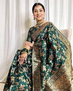 Thumbnail for NOZ2TOZ Jacquard Lichi Silk Green Saree With Unstitched Blouse Piece - Distacart