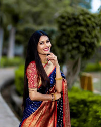 Buy NOZ2TOZ Jacquard Lichi Silk Blue Saree With Unstitched