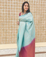 Thumbnail for Malishka Jacquard Lichi Silk Sky Blue Saree With Unstitched Blouse Piece - Distacart