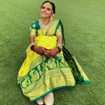 Thumbnail for Malishka Jacquard Lichi Silk Green Saree With Unstitched Blouse Piece - Distacart