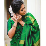 Thumbnail for NOZ2TOZ Jacquard Lichi Silk Green Saree With Unstitched Blouse Piece - Distacart