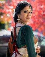 Thumbnail for NOZ2TOZ Jacquard Lichi Silk Cream Saree With Unstitched Blouse Piece - Distacart