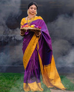 Thumbnail for NOZ2TOZ Jacquard Lichi Silk Purple Saree With Unstitched Blouse Piece - Distacart