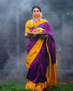 Thumbnail for NOZ2TOZ Jacquard Lichi Silk Purple Saree With Unstitched Blouse Piece - Distacart