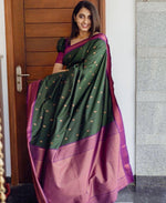 Thumbnail for NOZ2TOZ Jacquard Lichi Silk Green Saree With Unstitched Blouse Piece - Distacart
