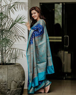 Thumbnail for NOZ2TOZ Jacquard Lichi Silk Blue Saree With Unstitched Blouse Piece - Distacart