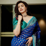 Thumbnail for NOZ2TOZ Jacquard Lichi Silk Blue Saree With Unstitched Blouse Piece - Distacart