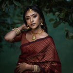 Thumbnail for NOZ2TOZ Jacquard Lichi Silk Brown Saree With Unstitched Blouse Piece - Distacart