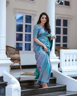Thumbnail for NOZ2TOZ Jacquard Lichi Silk Sky Blue Saree With Unstitched Blouse Piece - Distacart