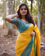 Thumbnail for NOZ2TOZ Jacquard Lichi Silk Yellow Saree With Unstitched Blouse Piece - Distacart