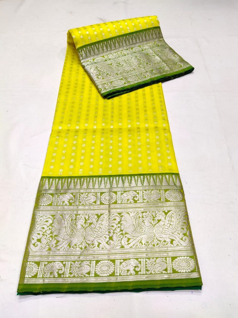NOZ2TOZ Jacquard Lichi Silk Lemon Saree With Unstitched Blouse Piece - Distacart