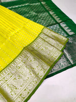 Thumbnail for NOZ2TOZ Jacquard Lichi Silk Lemon Saree With Unstitched Blouse Piece - Distacart
