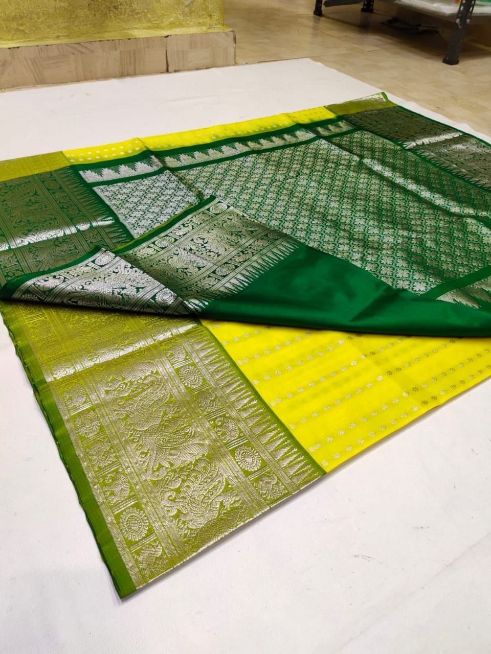 NOZ2TOZ Jacquard Lichi Silk Lemon Saree With Unstitched Blouse Piece - Distacart