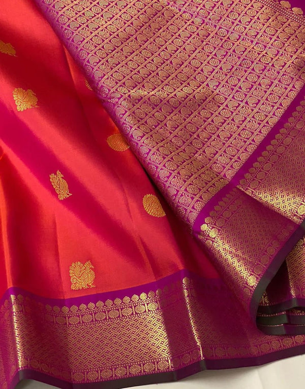 NOZ2TOZ Jacquard Lichi Silk Orange Saree With Unstitched Blouse Piece - Distacart