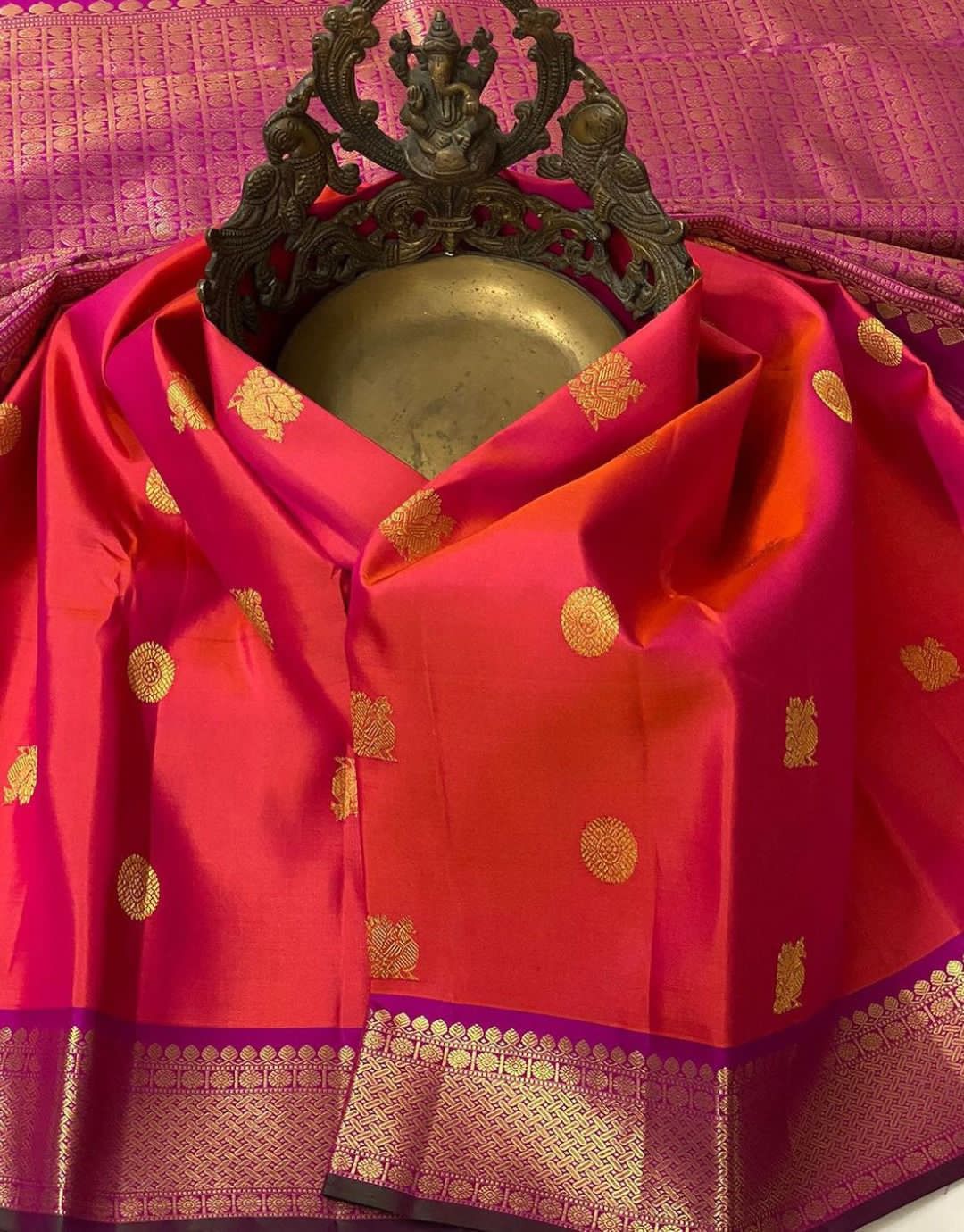 NOZ2TOZ Jacquard Lichi Silk Orange Saree With Unstitched Blouse Piece - Distacart