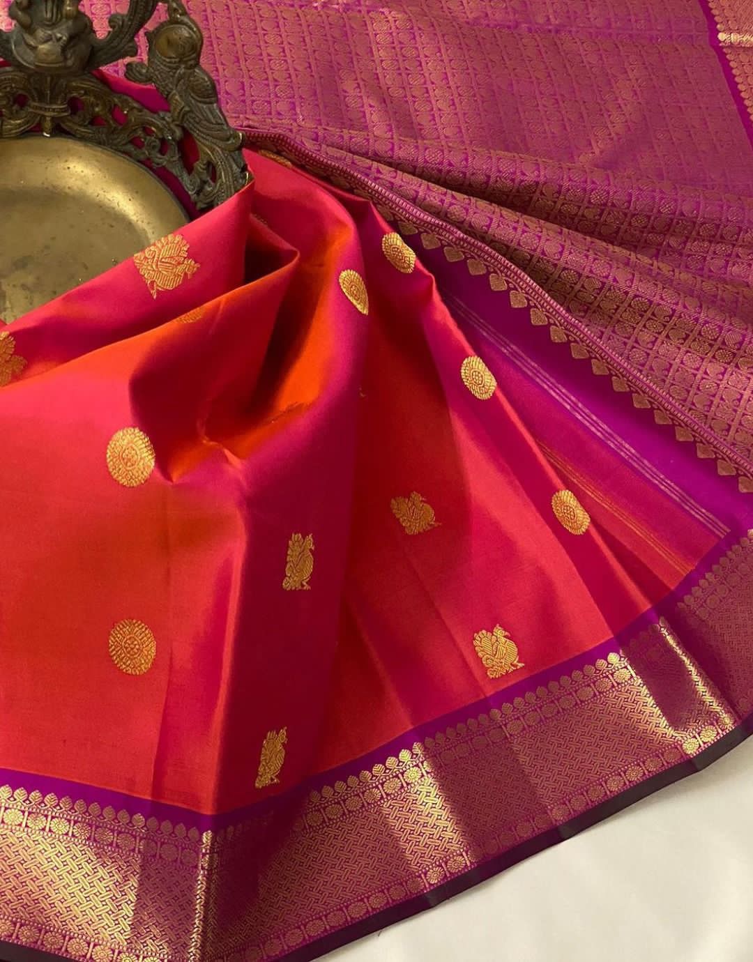 NOZ2TOZ Jacquard Lichi Silk Orange Saree With Unstitched Blouse Piece - Distacart