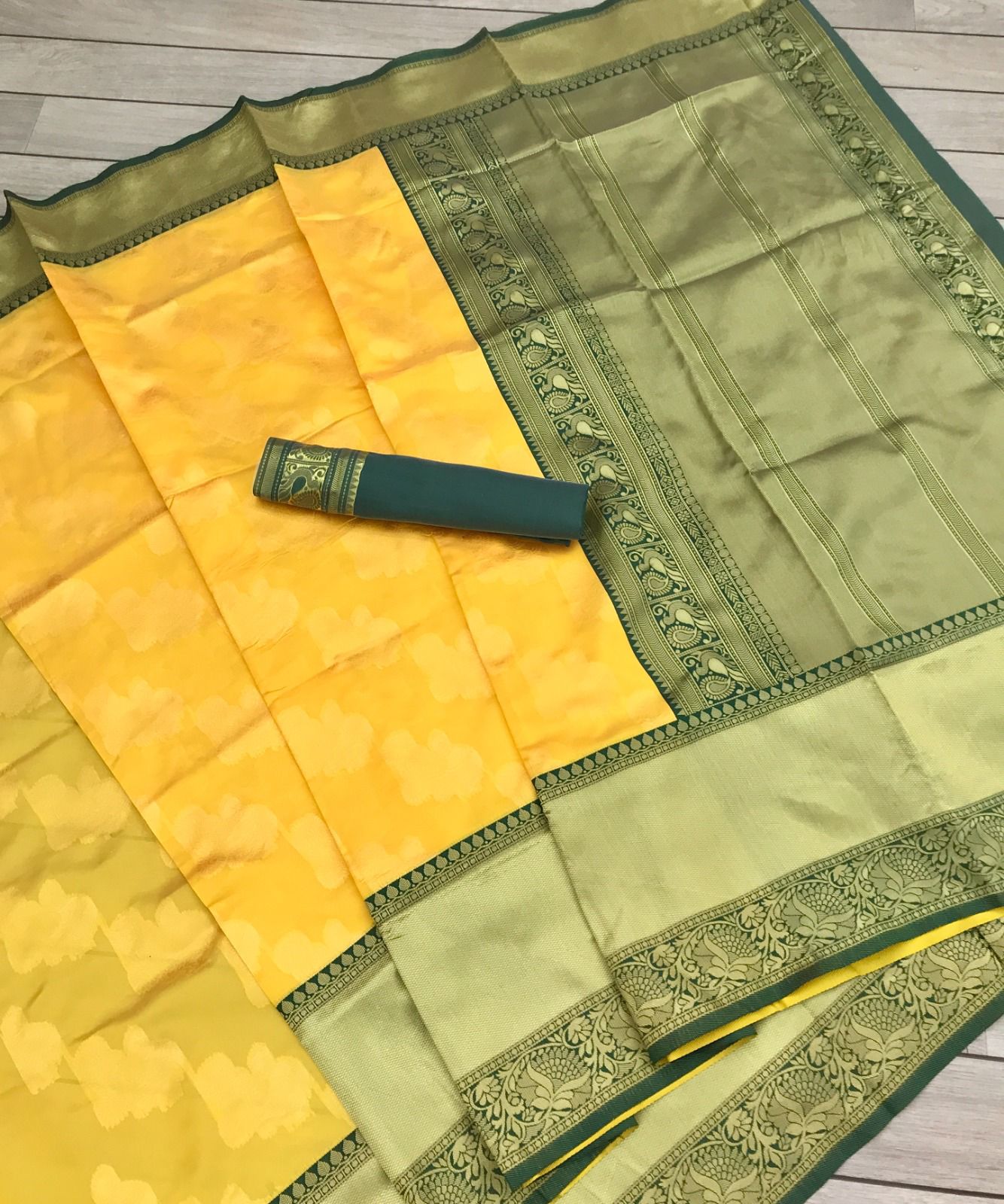 NOZ2TOZ Jacquard Lichi Silk Yellow Saree With Unstitched Blouse Piece - Distacart