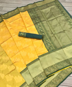 Thumbnail for NOZ2TOZ Jacquard Lichi Silk Yellow Saree With Unstitched Blouse Piece - Distacart