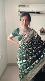 Thumbnail for NOZ2TOZ Weaving Linen Green Saree With Unstitched Blouse Piece - Distacart