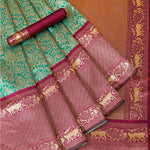 Thumbnail for NOZ2TOZ Jacquard Lichi Silk Sky Blue Saree With Unstitched Blouse Piece - Distacart