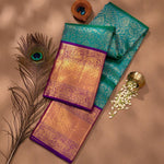 Thumbnail for NOZ2TOZ Jacquard Lichi Silk Sky Blue Saree With Unstitched Blouse Piece - Distacart