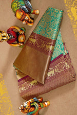 Thumbnail for NOZ2TOZ Jacquard Lichi Silk Sky Blue Saree With Unstitched Blouse Piece - Distacart