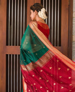 Thumbnail for Malishka Jacquard Lichi Silk Green Saree With Unstitched Blouse Piece - Distacart