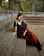 Thumbnail for Malishka Weaving Linen Slub Orange Saree With Unstitched Blouse Piece - Distacart