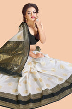 Thumbnail for NOZ2TOZ Jacquard Lichi Silk White Saree With Unstitched Blouse Piece - Distacart