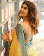 Thumbnail for NOZ2TOZ Jacquard Lichi Silk Yellow Saree With Unstitched Blouse Piece - Distacart