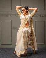 Thumbnail for NOZ2TOZ Jacquard Lichi Silk White Saree With Unstitched Blouse Piece - Distacart