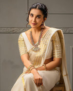 Thumbnail for NOZ2TOZ Jacquard Lichi Silk White Saree With Unstitched Blouse Piece - Distacart