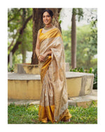 Thumbnail for NOZ2TOZ Jacquard Lichi Silk White Saree With Unstitched Blouse Piece - Distacart
