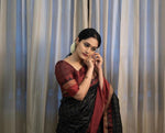 Thumbnail for NOZ2TOZ Jacquard Linen Slub Black Saree With Unstitched Blouse Piece - Distacart