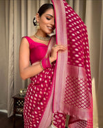 Thumbnail for NOZ2TOZ Jacquard Lichi Silk Pink Saree With Unstitched Blouse Piece - Distacart