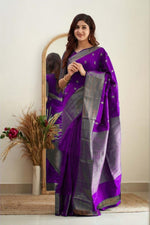 Thumbnail for NOZ2TOZ Jacquard Lichi Silk Purple Saree With Unstitched Blouse Piece - Distacart
