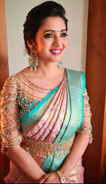 Thumbnail for NOZ2TOZ Jacquard Lichi Silk Pink Saree With Unstitched Blouse Piece - Distacart