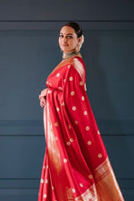 Thumbnail for NOZ2TOZ Jacquard Lichi Silk Red Saree With Unstitched Blouse Piece - Distacart