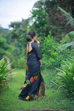 Thumbnail for Malishka Jacquard Lichi Silk Black Saree With Unstitched Blouse Piece - Distacart