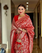 Thumbnail for NOZ2TOZ Jacquard Lichi Silk Red Saree With Unstitched Blouse Piece - Distacart