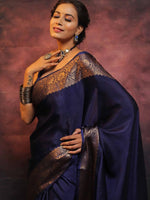 Thumbnail for Malishka Jacquard Lichi Silk Blue Saree With Unstitched Blouse Piece - Distacart