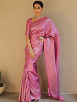 Thumbnail for NOZ2TOZ Jacquard Lichi Silk Pink Saree With Unstitched Blouse Piece - Distacart
