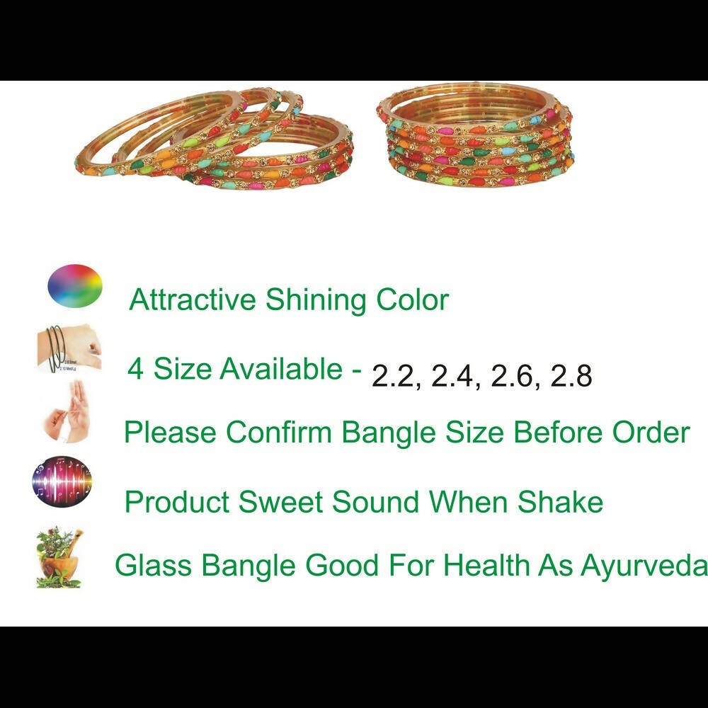 Afast Bridal Wedding & Party Fashionable Colorful Glass Bangle/Kada Set, Pack Of 12 - Distacart