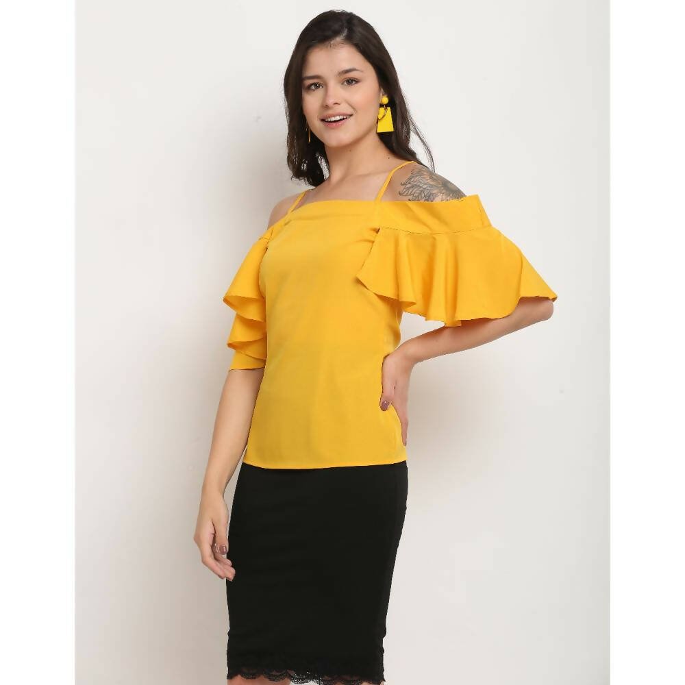 Aastha Fashion Women's Yellow Polyester Solid Casual Top - Distacart