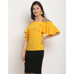 Thumbnail for Aastha Fashion Women's Yellow Polyester Solid Casual Top - Distacart