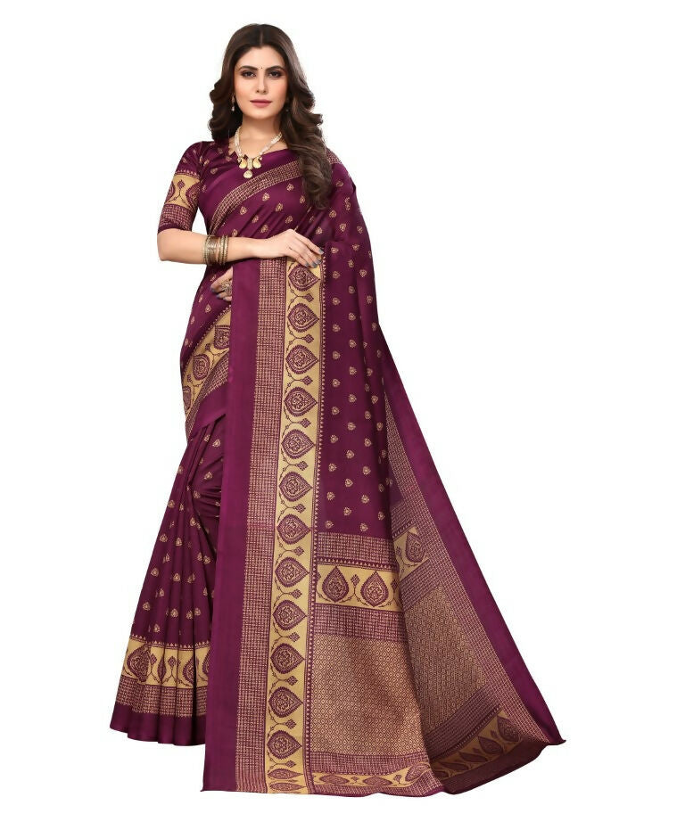 Vamika Purple Printed Art Silk Saree - Distacart