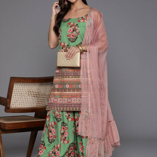 Ahalyaa Women's Traditional wear Kurta Set - Green - Distacart