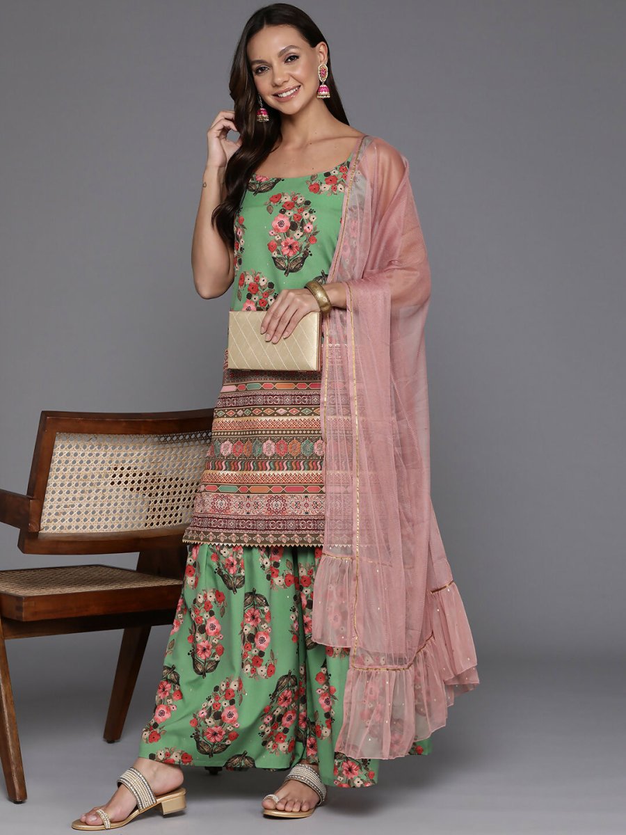 Ahalyaa Women's Traditional wear Kurta Set - Green - Distacart