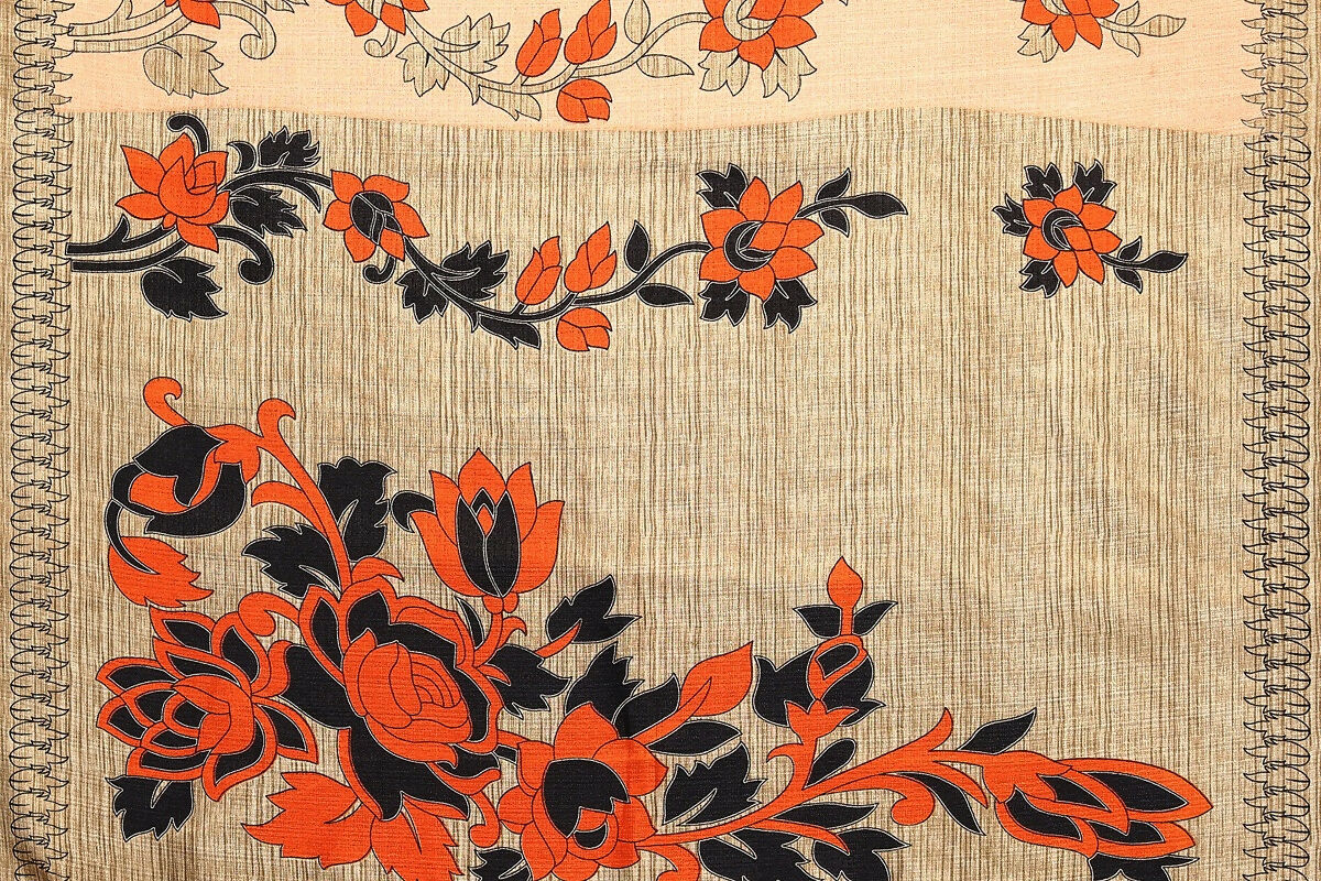 Vamika Orange Printed Art Silk Saree - Distacart