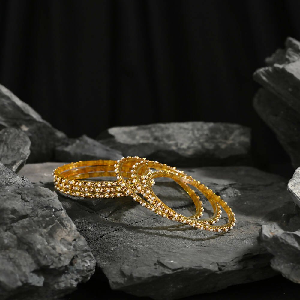 Afast Elegant Bridal & Wedding Party Fashion Bangle/Kada Set, Gold, Glass, Pack Of 12 Model No- A14 - Distacart